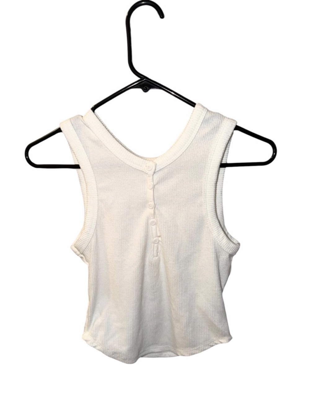 White Ribbed Button-Back Tank Top